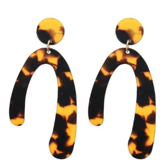 2 PR Leopard Tortoise Shell Statement Earrings - Picture 3 of 6